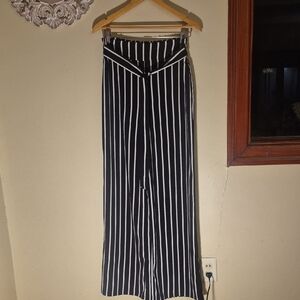 Forever 21 Black and White Striped Wide Leg Pants